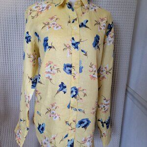 Ralph Lauren Yellow Floral Linen Button-Down Women's Sz XL